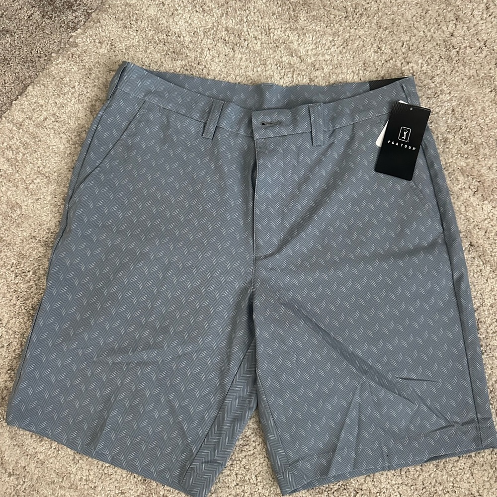 PGA Tour Blue Flat Front Shorts Modern Tailored Design